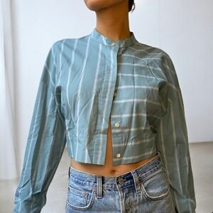 Nwot! LE FOU Wilfred Crop Stripe Blouse
